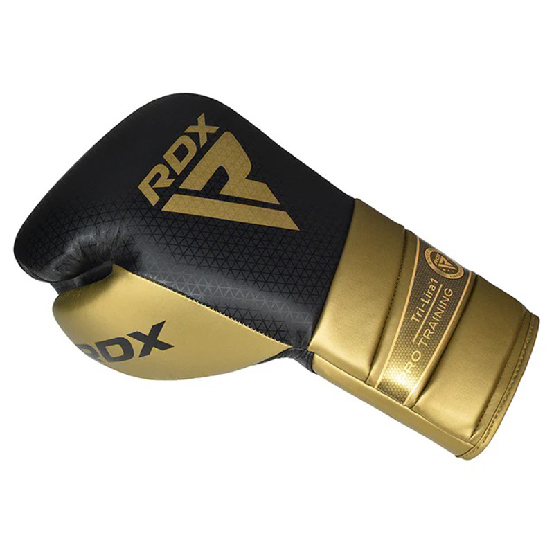 RDX L2 MARK LACES Pro Sparring Boxing Gloves - BLACK/gold